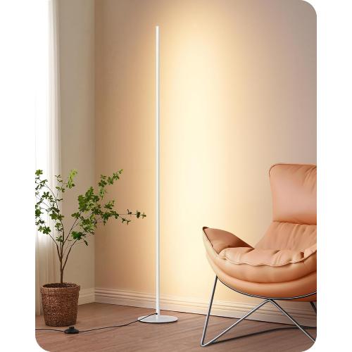 EDISHINE LED Corner Floor Lamp, Minimalist Dimmable Light with Remote, 57.5 Inches Tall Floor Lamps for Living Room, Bedroom, Home Office, 7 Color Temperature 2700-6000K (White)