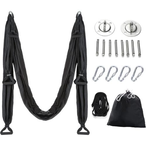ZELUS Aerial Yoga Swing Sling Strong Yoga Hammock Kit Set Trapeze Inversion Equipment Include 2 Extensions Straps and Ceiling Mounting Kit