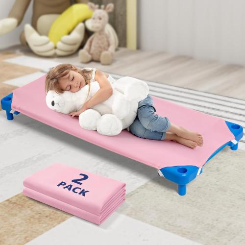 Comfyanno Cot Sheets for Daycare Toddler Size - Fits 23 x 40 Cot, 2 Pack, Daycare Essentials, Soft & Comfortable Fitted Cot Cover, for Preschool Kids/Girls Nap Time, Brushed Microfiber - Pink