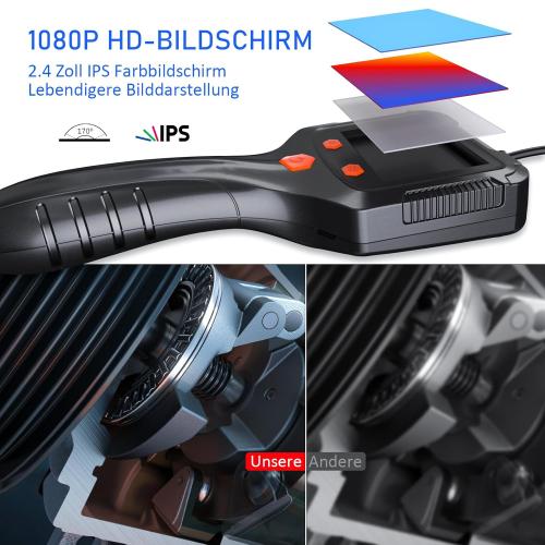Daxiongmao Borescope，Endoscope Camera with Light, 1080P HD Borescope Tools with 8 Adjustable LED Lights, Endoscope with 11.5ft Semi-Rigid Snake Camera, Gadgets for Men