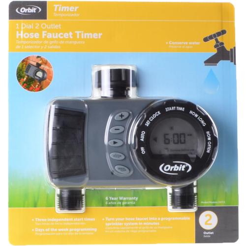 Orbit Digital Hose Sprinkler Irrigation Timer for Vacation Lawn, Plant, and Garden Watering (2 Valve) no test