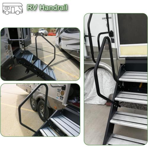koxuyim RV Handrail Fit for Any Generation 3 Triple Or Quad Solid Step | for 5th Wheel Rvs Travel Trailers Steel 3 or 4 Step 799640, Entry Assist , Rails for RV Stairs Steel, No Drilling Required