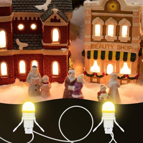 Kingdder Accessory Cord with 5 Led Light Bulb 7.5 Feet Christmas Village Accessories Sets for Christmas Indoor Lamp Cord with Switch LED Light for Holiday Village House Decors Crafts(2 Sets)
