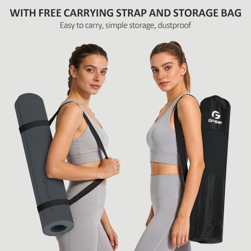 Gruper Yoga Mat Non Slip, 72L x 24W x 0.24/0.32TH, Anti-Tear Exercise Mat with Carrying Strap and Bag, Pro TPE Yoga Mats for Women, Workout Mats for Home, Pilates and Floor Exercises