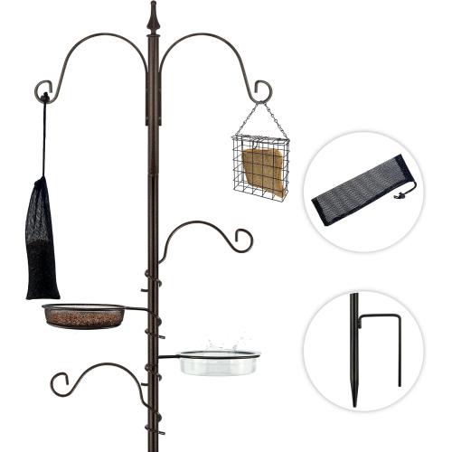 ERYTLLY Bird Feeding Station Kit Bird Feeder Poles,Premium Multi Feeder Hanging Kit with Suet Cage and Bird Bath Bird Food Finch Sock for Attracting Wild Birds and Plants,Baskets,Lanterns,Wind Chimes