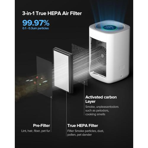 Airversa HomeKit Air Purifier over Thread Works with HomeKit (Home Hub Required) 3-Stage H13 True HEPA Smart Air Cleaner 1000 sq.ft Purelle AP2