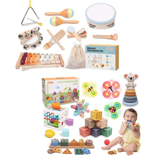 Montessori Baby Toys Set for 9-18 Months, Infant Sensory Toys Color Learning and Musical Enlightenment