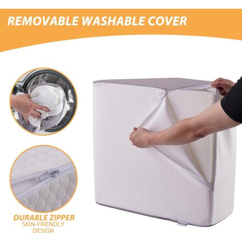 Leg Pillow Elevation Blood Circulation, Wedge Pillow for Legs Swelling, Leg Elevating Wedge Pillow for After Surgery, Foot Knee Pillow for Leg Rest, Sleeping, Memory Foam Top, 8in, White/Grey