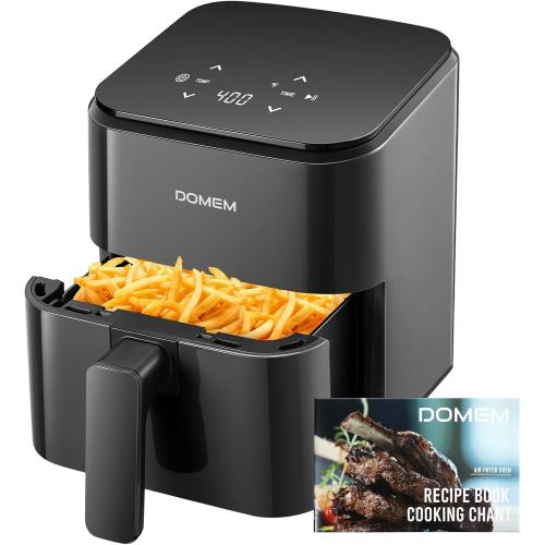 3 Qt Compact Air Fryer with Non-Stick Basket and Rack, User Friendly Simple Touchscreen, Cook in Simple Steps, Low-Oil Cooking Small Air Fryer, Space Saving Cooker