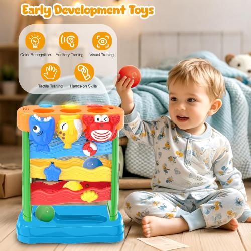 Toys for 1 2 3 Years Old Boys & Girls, Toddler Musical Toy for 6-12-18-24 Months, Interactive Montessori Toys with Light & Sound,Christmas Birthday Gifts for Baby Age 1-2 Years Old