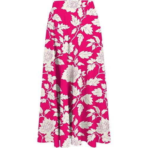 Size Medium Long Skirts for Women High Elastic Waist Boho Flowy Midi Skirt Casual Summer Floral Pleated A Line Boho Cute Skirts