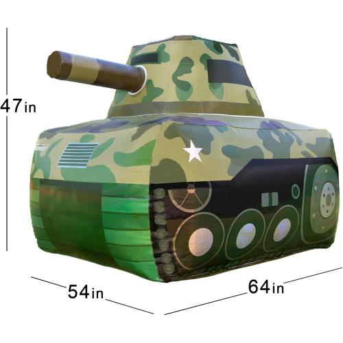 Dazmers Inflatable Army Tank - Inflatable Military Battle Tank for Party War for Kids, Birthday, Toy Parties, Laser Tag, Paintball, Gel Blaster Gun, Water and Airsoft