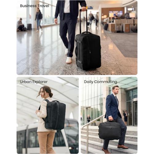 Fanwoli Rolling Vacuum Backpack Travel with One-Button Compression, Expandable Carry-On Suitcase Luggage, Approved TSA Lock & Water-Proof Laptop Compartment for Outdoor/Family/Business Trips