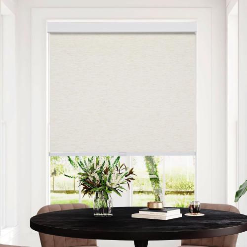 Size 34x 64 Color Brown Persilux Free-Stop Cordless 100% Blackout Roller Window Shades for Home, Natural Woven Fabric UV Protection Privacy Roller Shades for Windows Blinds for Sliding Glass Doors, Bedroom, Cream 34W x 64H