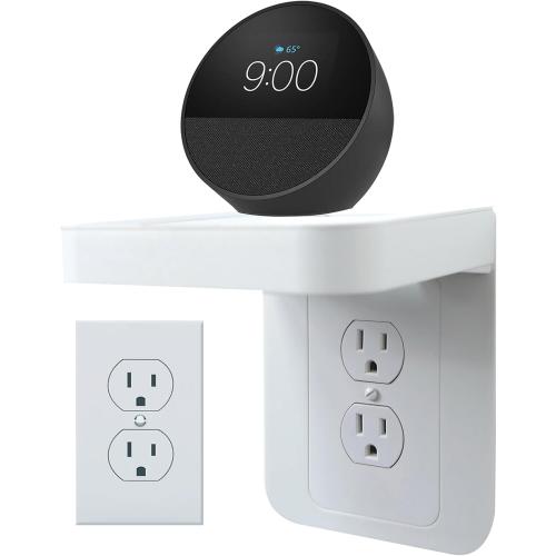Outlet Shelf Holder Fit for Duplex Receptacle, Bathroom Decor,Cable Management,A Space Saving Solution, Homepod Mini Google Home/Echo/Smart Speakers/Electric Toothbrush/Cell Phone (Standard)