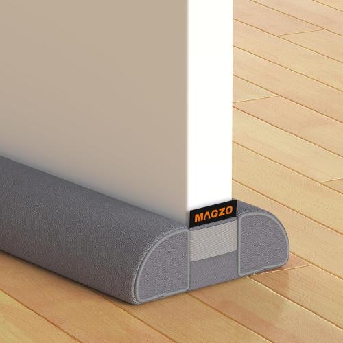 MAGZO Door Draft Stopper, 32 Inch Adjustable Under Door Gap Filler, Fits 26'' - 32'' Bottom Widths, Seals Gaps up to 1.7, Soundproof Sweep Blocks Air, Noise, Light, Dust- Grey