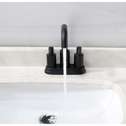 Derengge Two Handle Matte Black Bathroom Faucet with Push up Pop-up Drain,4 Inch Centerset Lavatory Faucet,F-M4501-MT