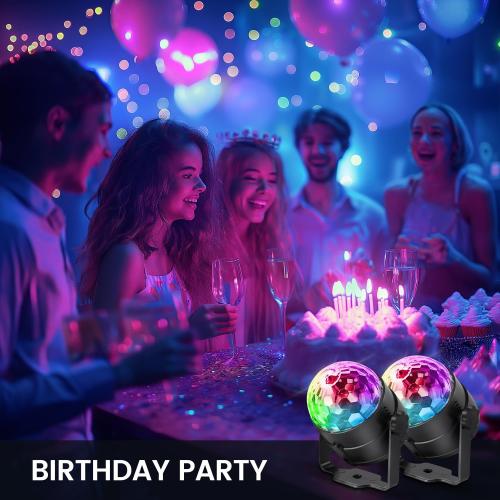 NEQUARE Disco Ball DJ Party Lights Sound Activated with Remote Control Strobe Lamp 7 Modes Stage Light for Home Room Dance Parties Karaoke Halloween Christmas Birthday Decorations[3-Pack]