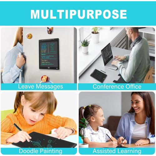 Magnetic Dry Erase Board for Fridge, 9.8”×6.7” Small LCD Writing Tablet Blackboard Grocery to Do List Magnet Pad Black White Whiteboard Adult Chore Chart Refrigerator Digital Notepad Message Center