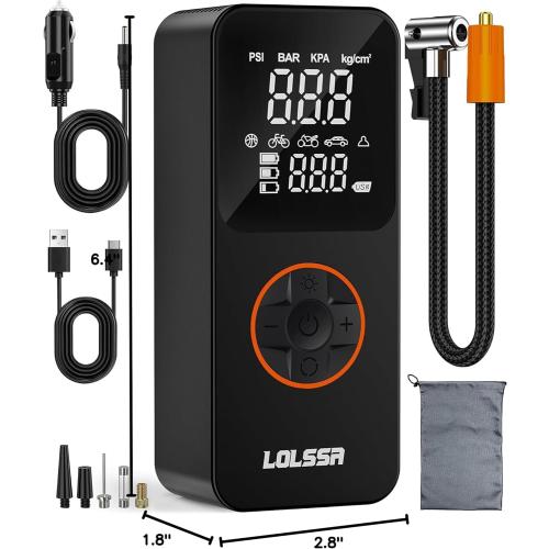 Tire Inflator Portable Air Compressor-Air Pump 20000mAh & 150PSI Cordless Electric for Car, Motorcycle, Bike, Ball, with Tire Gauge Pressure, Dual-Use Type (Black)
