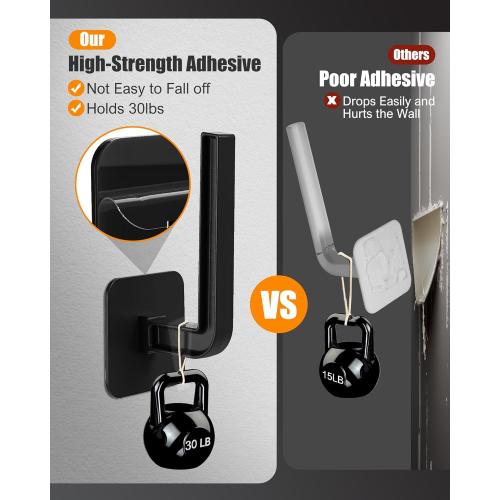 Hat Rack for Hat Storage (4-Pack), Multi-Purpose Hat Organizer, Strong Adhesive Hat Hooks for Wall Organizer for Baseball Caps, Two Mounting Options Hook, Black