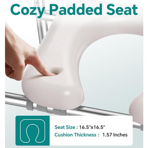 Grey, 13-18H x 24-28W Toilet Seat Risers for Seniors, Raised Toilet Seat with Handles, Adjustable Height & Width, Cozy Padded 400lb Elevated Toilet Seat, Fit Any Toilet