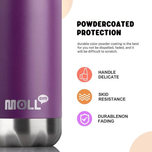 Kids Water Bottle-9 oz Small Water Bottle for School Stainless Steel Vacuum Insulated Leak Proof Cola Shape Mini Water Bottle for Boys Girls(Dark Purple)