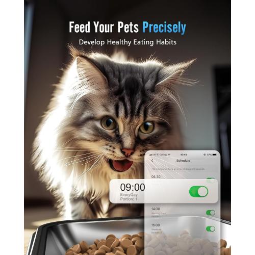 oneisall Automatic Cat Feeder with 5G WiFi, Automatic Cat Food Dispenser for 2 Cats Small Pets, 20 Cups/5L Timed Dry Food Dispenser with APP Control