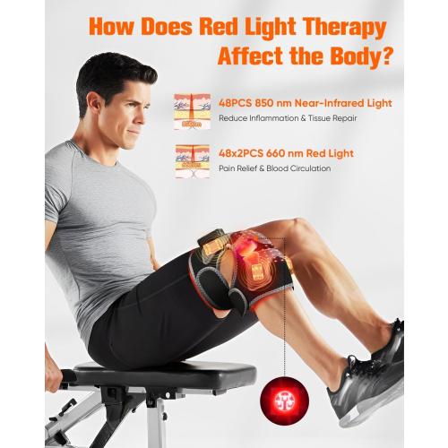 CRAZYTECH 3D Red Light Therapy for Knee, FSA Eligible HSA 5000mAh Cordless Knee Massager with 4 Vibration Areas, Infrared Heating Pad Wrap Device for Knee Elbow Shoulder, 660nm 850nm