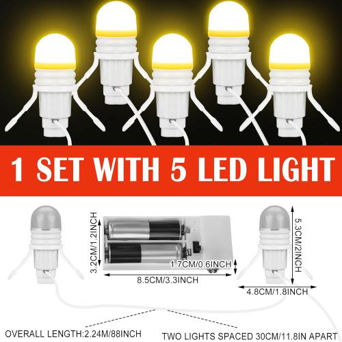 Kingdder Accessory Cord with 5 Led Light Bulb 7.5 Feet Christmas Village Accessories Sets for Christmas Indoor Lamp Cord with Switch LED Light for Holiday Village House Decors Crafts(2 Sets)