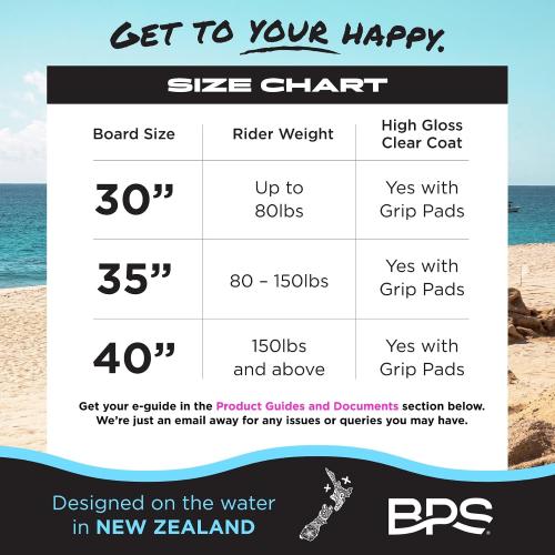 BPS New Zealand ‘Koru’ Skimboard with Colored EVA Grip Pad and High Gloss Clear Coat Wooden Skim Boards for Kids and Adults | Choose from 3 Sizes and Traction Pad Color