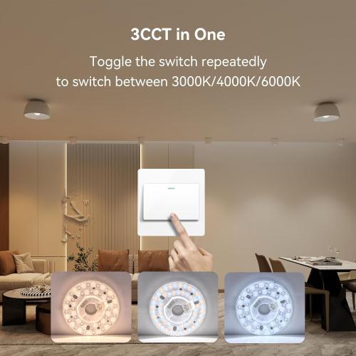 4.92 Ceiling Fan LED Light Board Replacement Upgrade Retrofit Kit Bright Dimmable 120V 18W 3CCT 3000K 4000K 6000K Daylight 1800LM PCB, Magnetic Easy Install in 5min (cover or shade NOT included)