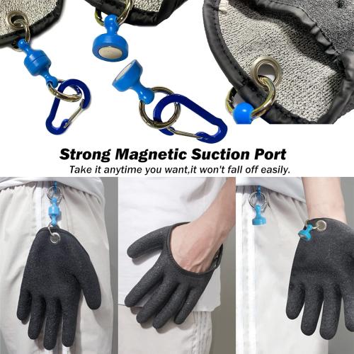 Professional Fishing Gloves,Catch Fish Gloves with Magnet Hooks, Anti-Slip Fishing Gloves Protects Hand (Black)