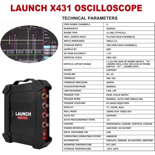 LAUNCH X-431 Oscilloscope O2-2 Scopebox Analizador 4 Channels Digital Scopebox Tester USB Port