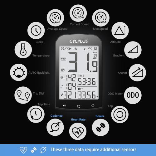 CYCPLUS GPS Wireless Bike Computer, Cycling Computer GPS with Bluetooth/ANT , Bike Speedometer with 2.9 LCD Screen, Auto Backlight IPX6 Waterproof (New Upgraded)