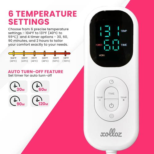 Massage Table Warmer Heating Pad – Heated Massage Table Pad with Adjustable Temperature (104°F-131°F), Auto Shut-Off Timer, Dense Coil Heating, Sherpa Fabric, 71x31 (180x78 cm) Massage Heating Pad