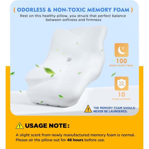 Osteo Cervical Pillow for Neck Pain Relief, Hollow Design Odorless Memory Foam Pillows with Cooling Case, Adjustable Orthopedic Bed Pillow for Sleeping, Support for Side Back Sleepers