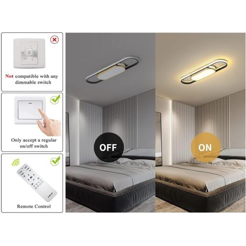 Tioolo Modern LED Flush Mount Ceiling Lights Dimmable LED Ceiling Lamp with Remote Control 2.3ft Acrylic Linear Ceiling Lighting Fixtures for Living Room Kitchen Dining Room Bedroom (40W/3000-6500K)