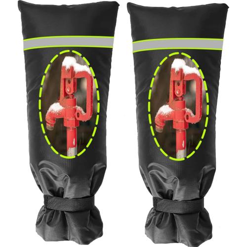 BKACK AND GREEN 2 Pack Outdoor Faucet Covers for Winter, 8.2 W x 20 H Outside Yard Hydrant Protector Socks Winter, Insulated Hose Bib Protector Cover, Spigot Pipe Cover Freeze Protection Black