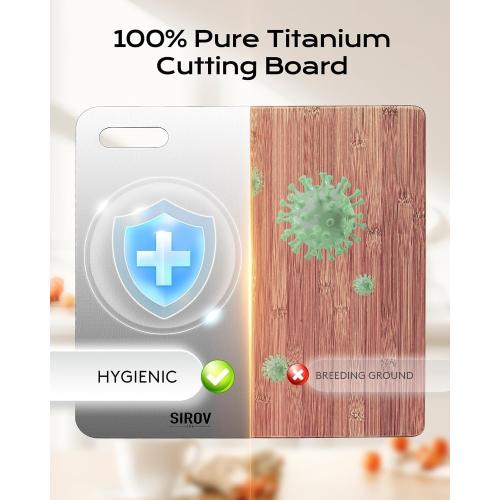 Titanium Cutting Board,100% Pure Titanium Kitchen Cutting Board, Non-Toxic & Dishwasher Safe, Durable and Hygienic for Meat, Fruit & Vegetables (16L*10W)