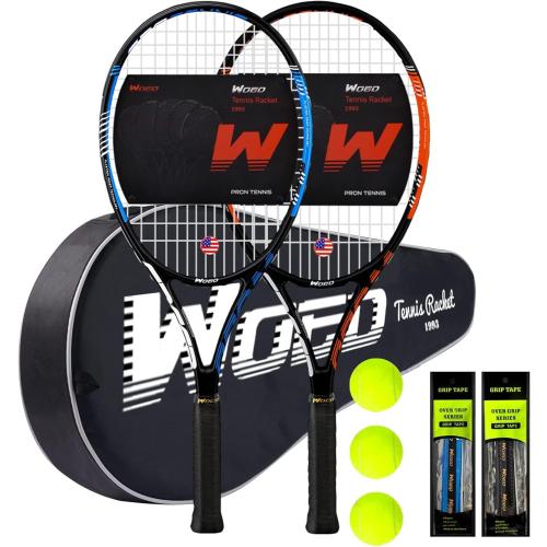 Adult 2 Player Tennis Racket Perfect for Beginner and Professional Players, 27” Speed Tennis Racquet Include Tennis Balls, Overgrips, Tennis Bag, Vibration Dampe, Cover