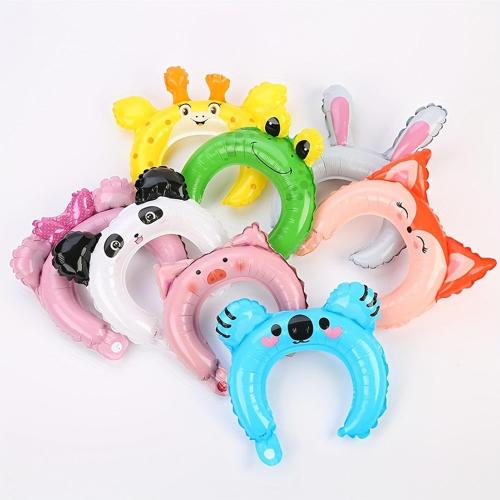 50pcs Assorted Style Cartoon Zoo Animal Inflatable Headbands and 25 Wrist Balloon Wildlife Safari Balloon Hair Hoop Animals Balloons Bracelets for Jungle Theme Birthday Party Favors