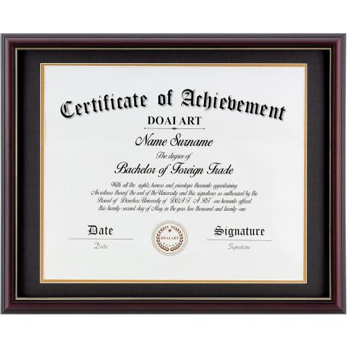 Size 14x17 Diploma Frame 14 x 17 with Mat Solid Wood Display Document/Certificate 16x20 without Mat and Picture 17x14 with Black Over Gold Mat | Wall Hangers,New Zealand Cypress,HD Glass,Mahogany