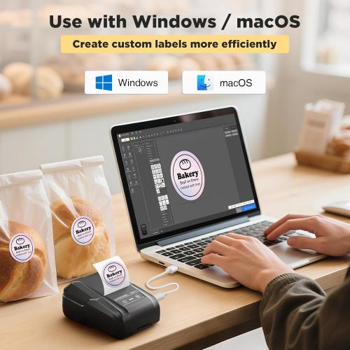 SUPVAN T50M Pro Bluetooth Label Maker Machine with Tape, Wide Waterproof Label, Versatile App with 30  Fonts and 660  Icons, Inkless Labeler for Home, Kitchen, School, Office Organization, Black