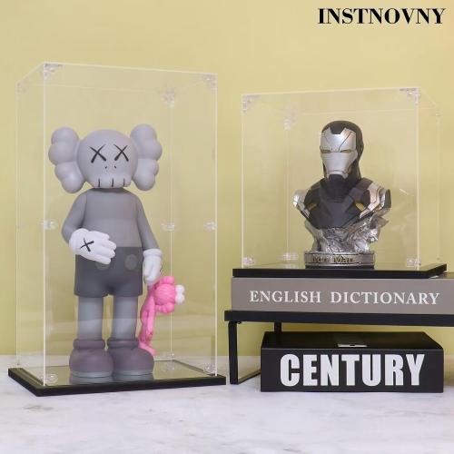 Acrylic Display Case for Collectibles Assemble Acrylic Display Box for Lego 21042 Building Statue Clear Acrylic Case for Display Model Trophy Action Figures(Black,7.9*7.9*18.9 inch)