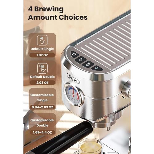 Gevi Commercial Espresso and Coffee Makers, Professional 20 Bar Espresso Maker with Milk Frother, Stainless Steel Expresso Coffee Machines for Home, Compact Cappuccino Machine, Great Gift