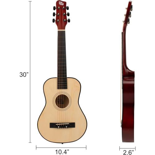 30 Wooden Acoustic Guitar for Kids/Boys/Girls/Beginners/Guitar for age 3-5 5-9 Natural