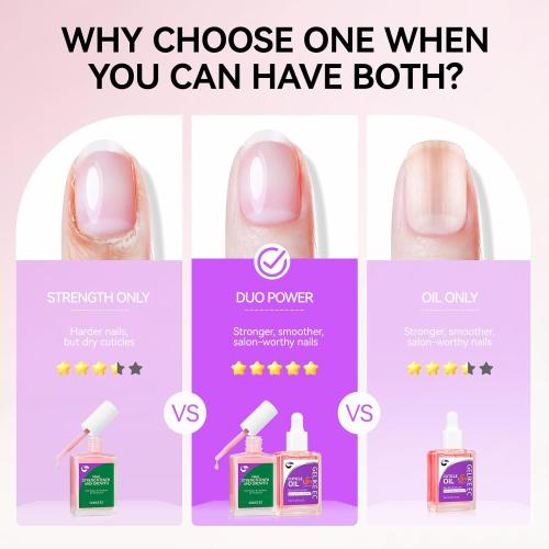 Natural Nail Growth & Oil Kit: Rose & Pomegranate Nail Care Set - Deep Repair for Damaged Nails - Rich Winter Scent - Cruelty-Free Vegan Formula