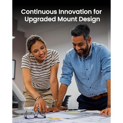 Single Monitor Mount for 13-49 Inch Screens up to 24 lbs, Ergonomic Adjustable Monitor Arm with Built-in USB 3.0 Hub, Space-Saving VESA Desk Mount for Home Office & Gaming, C-Clamp & Grommet Base