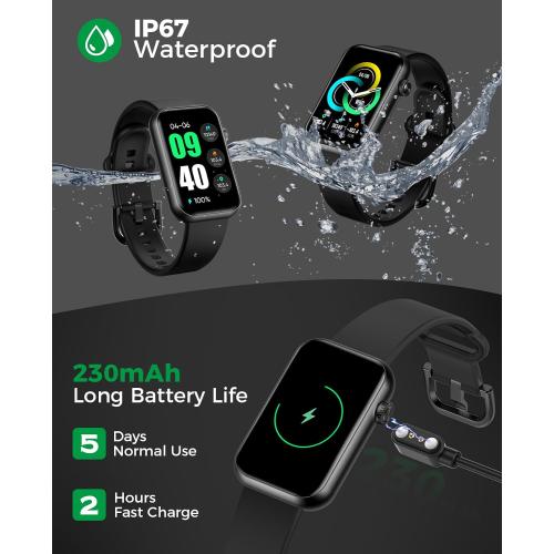 Smart Watch Fitness Tracker, Bluetooth Call, Health Monitor for Men Women | 114 Sport Modes, 24/7 Heart Rate Monitor, Blood Pressure/Spo2/ Sleep Tracker, IP67 Water-resistant, Calorie Step Counter